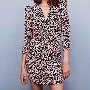 Maje Ripanta Dress * Pink & Black Leopard Animal Print S